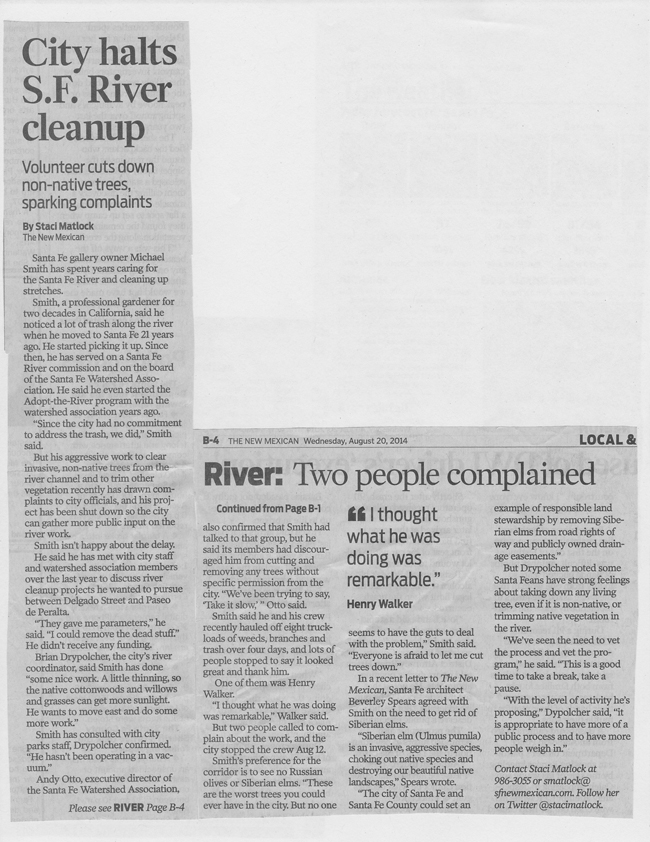 City halts the Santa Fe River cleanup